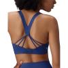 imagebaleaf Sweatleaf Womens Adjustable Sports Bras Crisscross Back Padded High Support Yoga Workout Running BraNavy Blue