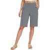 imagebaleaf Womens 12quot Long Bermuda Shorts Knee Length Cotton Athletic Shorts Sweat Casual Lounge Walking SummerGrey