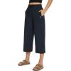imagebaleaf Womens 21quot 30quot Wide Leg Pants Capris Athletic Casual with Pockets Drawstring Quick Dry Walking Workout UPF5021 Caprisblack