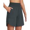 imagebaleaf Womens Athletic Shorts 7 Inch Long Running Workout Hiking Shorts High Waisted Quick Dry Zipper Pockets UPF50Dark Grey