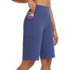 imagebaleaf Womens Bermuda Shorts 12quot Long Knee Length Running Athletic High Waist Zipper Pocket Quick Dry Loose FitNavy Blue