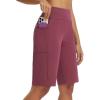 imagebaleaf Womens Bermuda Shorts 12quot Long Knee Length Running Athletic High Waist Zipper Pocket Quick Dry Loose FitWine Red