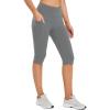 imagebaleaf Womens Capri Leggings with Pockets High Waisted Knee Length Capris Stretch for Casual Yoga Pants Workout ExerciseGraphite Gray