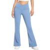 imagebaleaf Womens Fleece Lined Pants Winter Thermal Warm Flare Leggings Crossover Yoga Pants Bell Bottom with Pockets29steam Blue