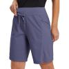 imagebaleaf Womens Hiking Long Shorts 9quot11quot Quick Dry Hiking Bermuda Cargo for Curvy Lightweight Knee Length Shorts Pockets9 Inch Blue