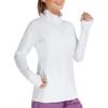 imagebaleaf Womens Long Sleeve Running Shirts UPF 50 Sun Protection Full Zip Athletic Jackets Lightweight Zipper PocketsWhite