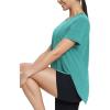imagebaleaf Womens Short Sleeve Workout Shirts Tops Athletic Yoga Running Shirts Loose Fit with Side Slits Quick Dry TShirtsHeather Green