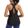 imagebaleaf Womens Tank Tops Running Cross Open Back Top Sleeveless Racerback Gym Workout Athletic Quick Dry Tennis UPF 50Black