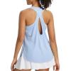 imagebaleaf Womens Tank Tops Running Cross Open Back Top Sleeveless Racerback Gym Workout Athletic Quick Dry Tennis UPF 50Light Blue