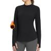 imagebaleaf Womens Thermal Shirts Fleece Lined Tops Long Sleeve Mock Neck Cold Weather Running Workout Gear Pocket ThumbholeBlackside Pocket