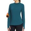 imagebaleaf Womens Thermal Shirts Fleece Lined Tops Long Sleeve Mock Neck Cold Weather Running Workout Gear Pocket ThumbholeBlueside Pocket