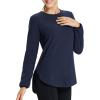 imagebaleaf Womens Thermal Shirts Polar Fleece Tops Long Sleeve Tunic Warm Running Workout Winter Cold Weather HikingNavy Blue