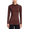 imagebaleaf Womens Thermal Tops Fleece Shirts Running Workout Athletic Base Layer Warm Cold Weather Gear Mock NeckMaroonmock Neck