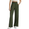 imagebaleaf Womens Track Pants Lightweight Athletic Travel Wide Leg Pants with Pockets 30quot Work Lounge Loose Fit UPF50Army Green