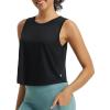imagebaleaf Workout Tops for Women Cropped Back Knotted Sleeveless Tank Tops Athletic Gym Yoga Running Shirts UPF50Black
