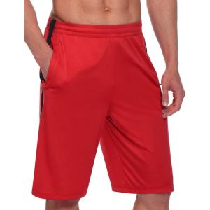 imagebaleaf Mens Basketball Shorts Long with Zipper Pockets Quick Dry Workout Training Drawstrings 11quotRed