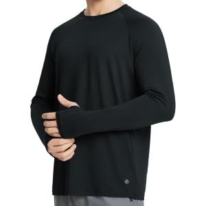 imagebaleaf Mens Long Sleeve Running Shirts Sun Protection UV UPF 50 T Shirts Workout Athletic Gym Quick Dry Zip PocketBlack