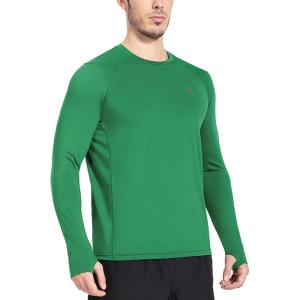 imagebaleaf Mens Long Sleeve Running Shirts with Thumbholes Quick Dry Athletic Shirt Workout Training TopGreen