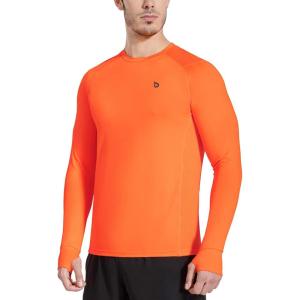 imagebaleaf Mens Long Sleeve Running Shirts with Thumbholes Quick Dry Athletic Shirt Workout Training TopOrange