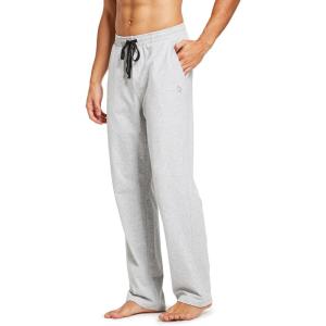 imagebaleaf Mens Sweatpants Casual Lounge Cotton Pajama Yoga Pants Open Bottom Straight Leg Male Sweat Pants with PocketsAlight Gray