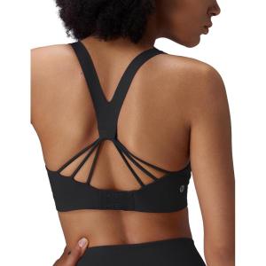 imagebaleaf Sweatleaf Womens Adjustable Sports Bras Crisscross Back Padded High Support Yoga Workout Running BraBlack