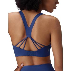 imagebaleaf Sweatleaf Womens Adjustable Sports Bras Crisscross Back Padded High Support Yoga Workout Running BraNavy Blue