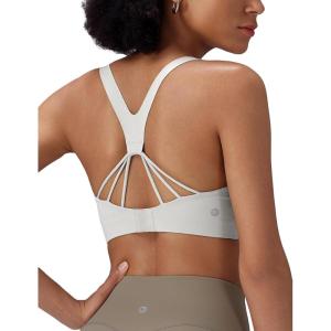 imagebaleaf Sweatleaf Womens Adjustable Sports Bras Crisscross Back Padded High Support Yoga Workout Running BraWhite