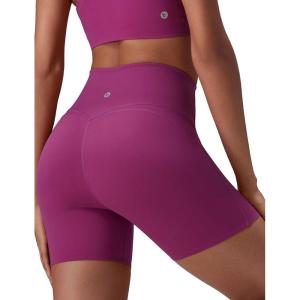 imagebaleaf Sweatleaf Womens Biker Shorts 5quot High Waist Tummy Control Butt Lifting Yoga Workout Running Spandex Short PantsRose Red