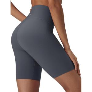 imagebaleaf Sweatleaf Womens Biker Shorts 8quot Long High Waist Tummy Control Butt Lifting Yoga Workout Running Spandex Short PantsDark Gray