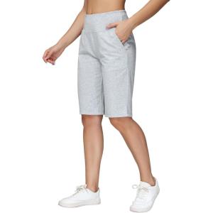 imagebaleaf Womens 12quot Long Bermuda Shorts Knee Length Cotton Athletic Shorts Sweat Casual Lounge Walking SummerLight Grey
