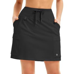 imagebaleaf Womens 16quot Hiking Cargo Skort Skirt High Waisted with Pockets Golf Workout UPF 50 Sun Protection Quick DryBlack