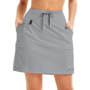 imagebaleaf Womens 16quot Hiking Cargo Skort Skirt High Waisted with Pockets Golf Workout UPF 50 Sun Protection Quick DryFrost Gray