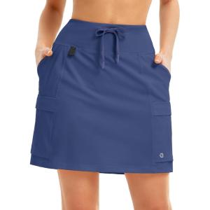 imagebaleaf Womens 16quot Hiking Cargo Skort Skirt High Waisted with Pockets Golf Workout UPF 50 Sun Protection Quick DryNavy Blue