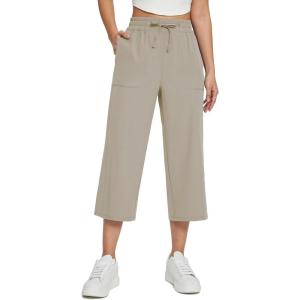 imagebaleaf Womens 21quot 30quot Wide Leg Pants Capris Athletic Casual with Pockets Drawstring Quick Dry Walking Workout UPF5021 Caprisbrown