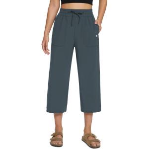 imagebaleaf Womens 21quot 30quot Wide Leg Pants Capris Athletic Casual with Pockets Drawstring Quick Dry Walking Workout UPF5021 Caprisgrey