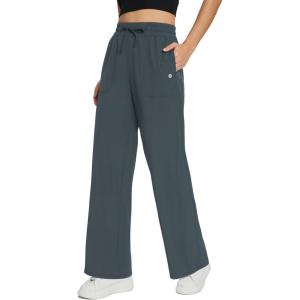imagebaleaf Womens 21quot 30quot Wide Leg Pants Capris Athletic Casual with Pockets Drawstring Quick Dry Walking Workout UPF5030 Pantsgrey