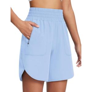 imagebaleaf Womens Athletic Shorts 7 Inch Long Running Workout Hiking Shorts High Waisted Quick Dry Zipper Pockets UPF50Blue