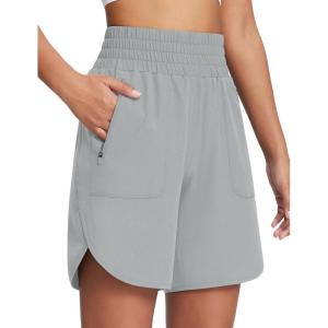 imagebaleaf Womens Athletic Shorts 7 Inch Long Running Workout Hiking Shorts High Waisted Quick Dry Zipper Pockets UPF50Grey
