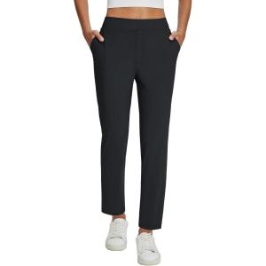 imagebaleaf Womens Business Casual Pants Stretch Travel Pants On Airplane with Zipper Pockets Dressy Slacks Golf Work Pull onBlack