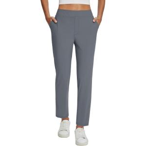 imagebaleaf Womens Business Casual Pants Stretch Travel Pants On Airplane with Zipper Pockets Dressy Slacks Golf Work Pull onGrey