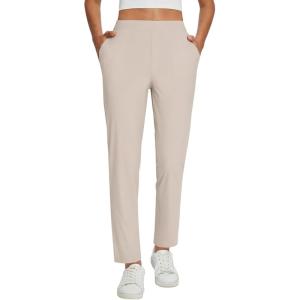 imagebaleaf Womens Business Casual Pants Stretch Travel Pants On Airplane with Zipper Pockets Dressy Slacks Golf Work Pull onKhaki
