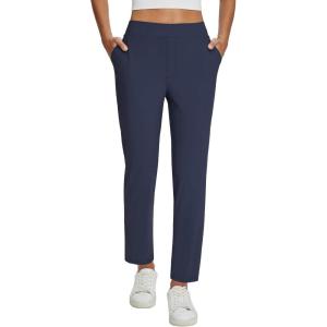 imagebaleaf Womens Business Casual Pants Stretch Travel Pants On Airplane with Zipper Pockets Dressy Slacks Golf Work Pull onNavy
