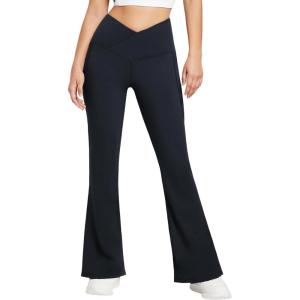 imagebaleaf Womens Fleece Lined Pants Winter Thermal Warm Flare Leggings Crossover Yoga Pants Bell Bottom with Pockets32black