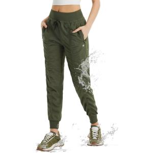 imagebaleaf Womens Joggers with Zip Pockets Hiking Pants Lightweight Quick Dry Water Resistant Track PantsArmy Green