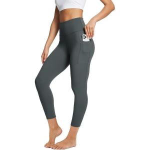 imagebaleaf Womens Leggings with Pockets Tummy Control Workout High Waisted Athletic Running 78 Ultra Soft Gym Yoga Ankle PantsDark Grey