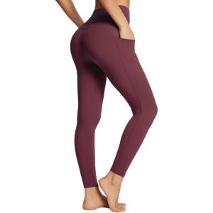 imagebaleaf Womens Leggings with Pockets Tummy Control Workout High Waisted Athletic Running 78 Ultra Soft Gym Yoga Ankle PantsWine