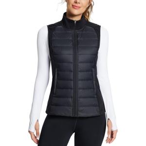 imagebaleaf Womens Lightweight Warm Puffer Vest Running Winter Hybrid Sleeveless Quilted Water Resistant JacketBlack