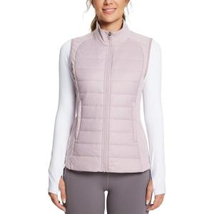 imagebaleaf Womens Lightweight Warm Puffer Vest Running Winter Hybrid Sleeveless Quilted Water Resistant JacketLight Purple