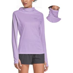 imagebaleaf Womens Long Sleeve Rash Guard with Face Cover UPF 50 Swim Shirts Sun Hoddie Lightweight Quick Dry Hiking Tops03purple