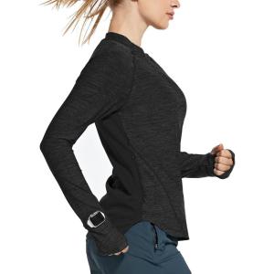 imagebaleaf Womens Long Sleeve Running Shirts Quick Dry Lightweight Pullover Workout Tops Athletic TShirts Moisture WickingBlack